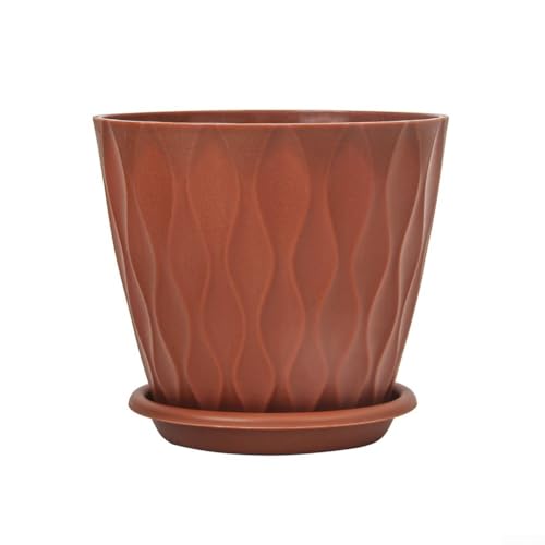 Dekoratives 5-teiliges Blumentopf-Set mit Wellenmuster, komplett mit Topflappen für einfache Verwendung (braun) von Besttoolifes