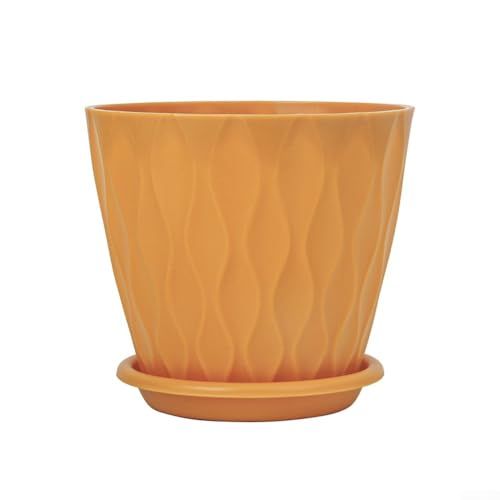 Dekoratives 5-teiliges Blumentopf-Set mit Wellenmuster, komplett mit Topflappen für einfache Verwendung (orange) von Besttoolifes