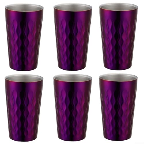 Dine Outdoors with Style Set mit sechs isolierten Trinkbechern aus hochwertigem Edelstahl (lila) von Besttoolifes