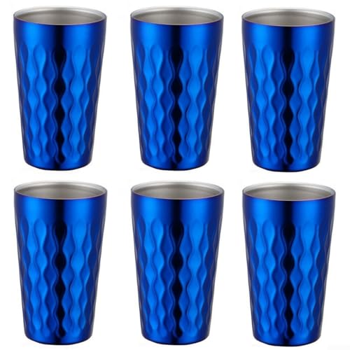 Dine Outdoors with Style Set von sechs isolierten Trinkbechern aus hochwertigem Edelstahl (blau) von Besttoolifes
