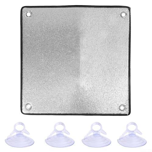 Doppelschichtige Aluminiumfolie Fenster-Isolierfolie, hitzeblockierender Thermoschutz mit Metall-Saugnäpfen, für Fenster zu Hause oder im Büro (50 x 50 cm) von Besttoolifes