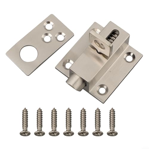 Edelstahl-Federriegel, Diebstahlsicherung, automatischer Türriegel, selbstschließender Riegel für Türen, Flügelfenster, quadratisches rundes Design, 45 x 42,5 mm, 47 x 47 mm von Besttoolifes