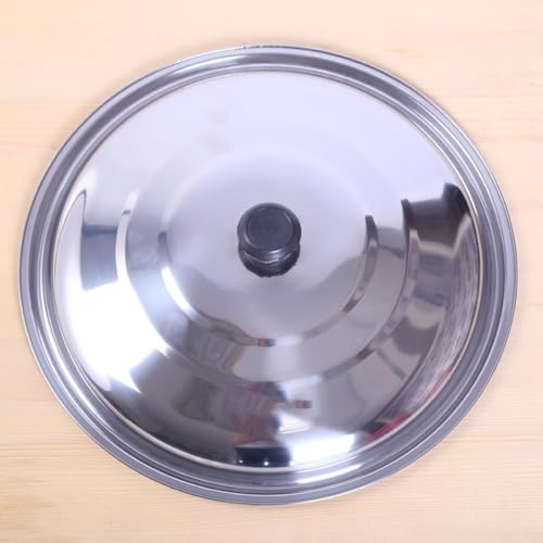 Edelstahldeckel 32 cm für Küchengeschirr, passend für Bratpfannen und Woks, leicht zu reinigen, schwarzer Kunststoffknopf (38 cm) von Besttoolifes