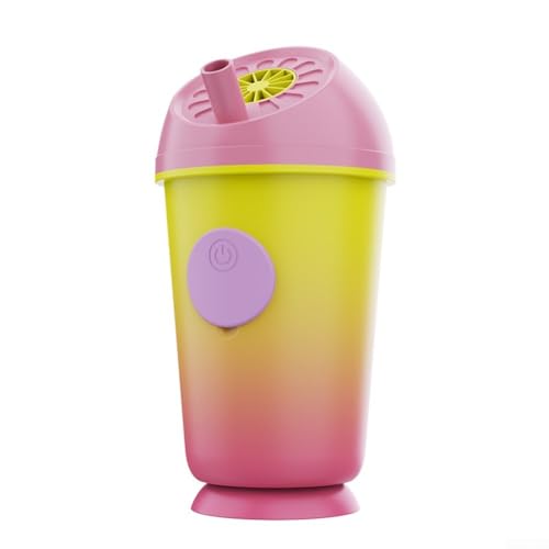Innovative Milchteetasse mit eingebauter Brise Funktion, perfekt für den Genuss bei heißem Wetter (Gelb Pink) von Besttoolifes