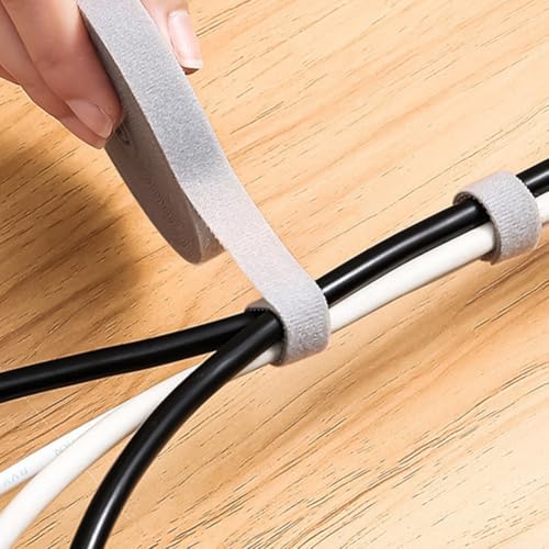 Kabel-Organizer, Datenkabel-Aufbewahrungsgurt, Haushalt, täglicher Gebrauch, Polyester, von Hand abreißen, Draht-Managementbinder für Büro, Schreibtisch, Zuhause, 5 m (weiß) von Besttoolifes