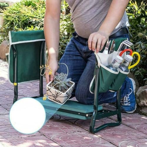 Klappbare Garten-Kniebank mit befestigter Werkzeugtasche, mehrere Staufächer für Gartengeräte, abriebfeste Oxford-Gewebe-Konstruktion (S) von Besttoolifes