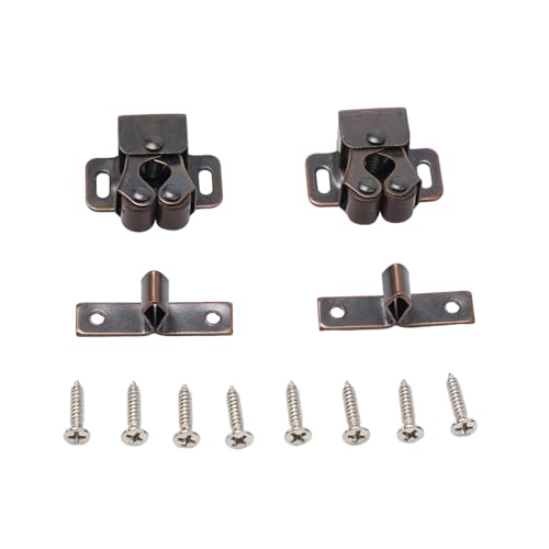 Magnetische Schranktürriegel, Doppelrolle, Touch-Perlen, Push-to-Close-Riegel, Hardware, selbstschließende Schubladenschnäpper mit Gummidichtung, 32 x 15 x 13,5 mm (rot, antik), 2 Stück von Besttoolifes