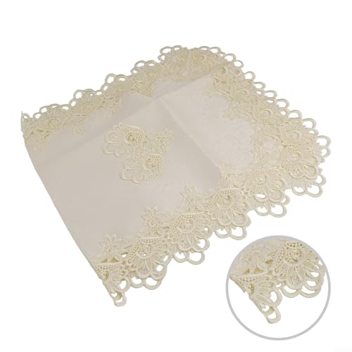 Rechteckige Vintage-Spitzentischabdeckung für Teetische, elegantes Wohnaccessoire (weiß) von Besttoolifes