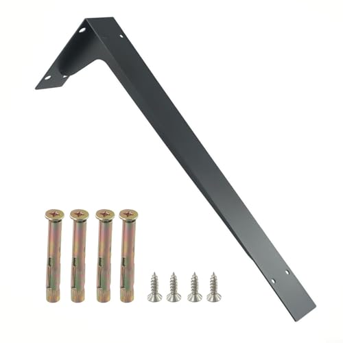 Strapazierfähige schwebende Kaminhalterungen für große Metallregale, wandmontierte Dreieck-Regalstützen, schwarzes Eisen, rostbeständig, für den Innen- und Außenbereich (45,7 cm) von Besttoolifes