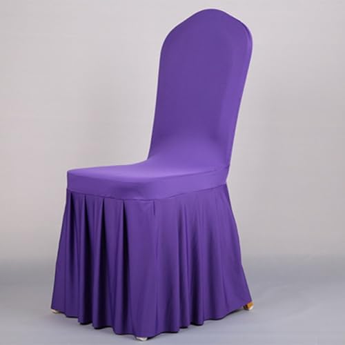 Stuhlhussen für Bankettveranstaltungen, mit komfortablem Oxford-Rock-Design in Spandex (dunkelviolett), 12 Stück von Besttoolifes