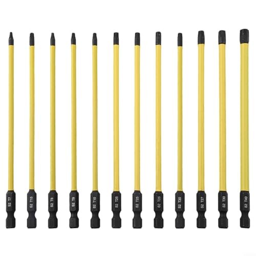 Torx-Magnet-Sechskant-Bit-Set, 150 mm, für pneumatische und elektrische Schraubendreher, deckt Größen T7 bis T40 ab, 12 Stück von Besttoolifes