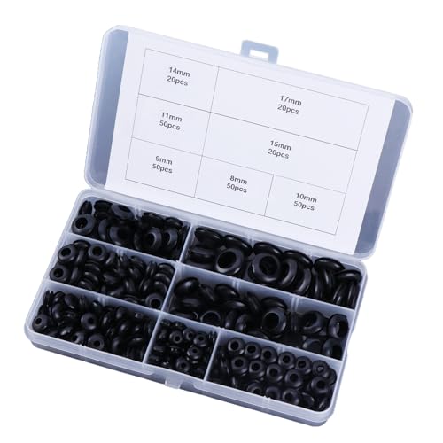 Bestvisse 260pcs Essential Rubber Wire Bushing Set Rubber Wire Sleeve Assortment Sealing Rings set for Cable Managements von Bestvisse