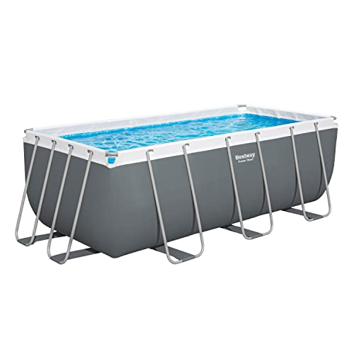 BESTWAY Aufstellpool rechteckig Power Steel ™ 412 x 201 x 122 cm mit Kartuschenfilter, Skala von Bestway