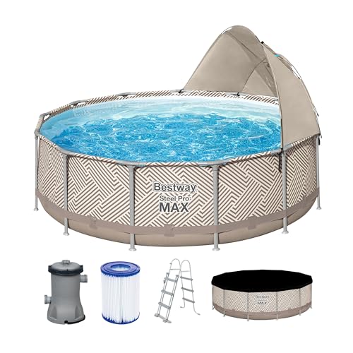 Bestway Steel Pro MAX Frame Pool Komplett-Set mit Filterpumpe Ø 396 x 107 cm, Op Art-Design, rund von Bestway