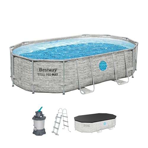 Bestway Power Steel Swim Vista Series Frame Pool Komplett-Set mit Sandfilteranlage 488 x 305 x 107 cm, Steinwand-Optik (Cremegrau), oval Bestway Power Steel Swim Vista Series Frame Pool Komplett-Set mit Sandfilteranlage 488 x 305 x 107 cm, Steinwand-Optik (Cremegrau), oval von Bestway