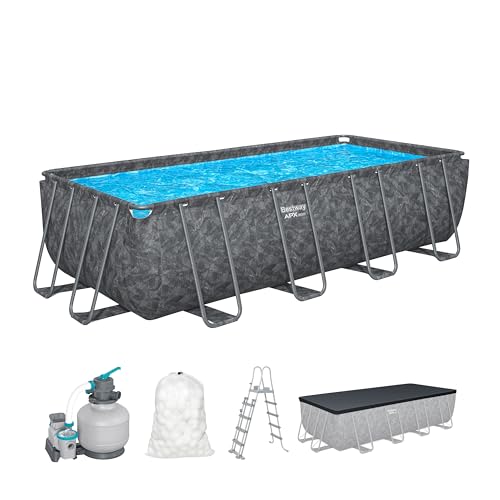 Bestway APX365 Winterfestes Frame Pool Set, Sandfilteranlage, 549 x 274 x 132 cm, 16.477 L, Stahlrahmen, Polar-Shield, Dunkle Marmor-Optik, Sicherheitsleiter, Abdeckplane, Werkzeugloser Aufbau, DEKRA Bestway APX365 Winterfestes Frame Pool Set, Sandfilteranlage, 549 x 274 x 132 cm, 16.477 L, Stahlrahmen, Polar-Shield, Dunkle Marmor-Optik, Sicherheitsleiter, Abdeckplane, Werkzeugloser Aufbau, DEKRA von Bestway
