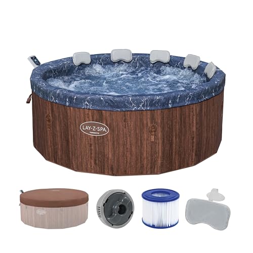 Bestway Lay-Z-SPA Whirlpool Toronto AirJet, Ø190x70cm, 7 Personen, Energiesparend, Heizung, Frostwächter, 180 AirJet-Düsen, App-Steuerung, UltraFit-Pumpeneinheit, Abdeckung, Holz-Optik, Palisander Bestway Lay-Z-SPA Whirlpool Toronto AirJet, Ø190x70cm, 7 Personen, Energiesparend, Heizung, Frostwächter, 180 AirJet-Düsen, App-Steuerung, UltraFit-Pumpeneinheit, Abdeckung, Holz-Optik, Palisander von Bestway