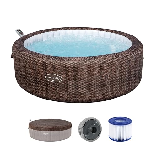 Bestway® Lay-Z-SPA® Energiespar-Whirlpool Bali AirJet™ mit App-Steuerung + integrierter UltraFit™ -Pumpeneinheit, für 7 Personen Ø 216 x 71 cm, Rattan-Optik (Schokobraun) Bestway® Lay-Z-SPA® Energiespar-Whirlpool Bali AirJet™ mit App-Steuerung + integrierter UltraFit™ -Pumpeneinheit, für 7 Personen Ø 216 x 71 cm, Rattan-Optik (Schokobraun) von Bestway