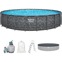 APX365™ Winterfestes Frame Pool Komplett-Set + Sandfilteranlage 671 x 132 cm, Marmor-Optik von Bestway