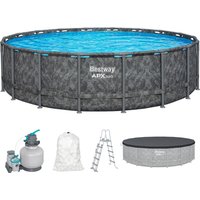 APX365™ Winterfestes Frame Pool Komplett-Set mit Sandfilteranlage 549 x 132 cm Marmor-Optik von Bestway