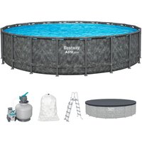 APX365™ Winterfestes Frame Pool Komplett-Set mit Sandfilteranlage 610 x 132 cm Marmor-Optik von Bestway