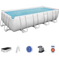 Aufstellpool Bestway Power Steel 549x274x122 cm mit Kartuschenreiniger 5.678 l/s mit Abdeckung und Leiter von Bestway