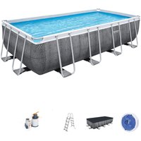 Aufstellpool Komplett-Set Bestway Power Steel Rattan-Optik 549x274x122 cm Sandfilteranlage 5.678 l/h von Bestway