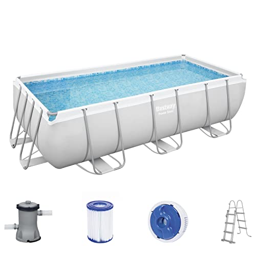 Bestway Power Steel Frame Pool-Set mit Filterpumpe 404 x 201 x 100 cm , lichtgrau, eckig von Bestway