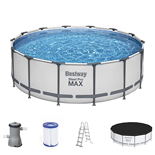 Bestway Steel Pro MAX Frame Pool Komplett-Set mit Filterpumpe Ø 427 x 122 cm, lichtgrau, rund von Bestway