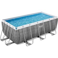 Bestway® Power Steel™ Frame Pool Set mit Filterpumpe 412 x 201 x 122 cm, Rattan-Optik, eckig von Bestway