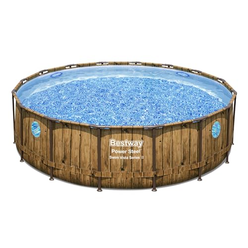 Bestway® Power Steel™ Swim Vista Series™ Ersatz Frame Pool Ø 488 x 122 cm, Holz-Optik (Pinie), rund von Bestway