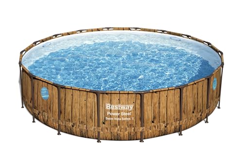 Bestway® Power Steel™ Swim Vista Series™ Ersatz Frame Pool ohne Zubehör Ø 549 x 122 cm, Holz-Optik (Pinie), rund von Bestway