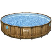 Bestway® Power Steel™ Swim Vista Series™ Frame Pool Komplett-Set mit Filterpumpe, Holz-Optik von Bestway