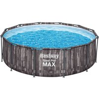 Steel Pro MAX™ Frame Pool-Set mit Filterpumpe, Holz-Optik (Mooreiche), rund Ø 366 x 100 cm von Bestway