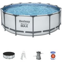 Aufstellpool-Set Bestway Steel Pro Max 427x122 cm mit Kartuschenreiniger 3.028 l/s mit Abdeckung und Leiter von Bestway