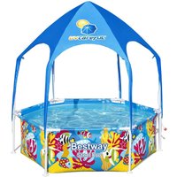 Bestway - Planschbecken mit Sonnenschutzdach Steel Pro Splash-in-Shade Ø183x51 cm Unterwasser-Design ab 3 Jahren von Bestway