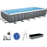 Bestway - Power Steel™ Frame Pool Komplett-Set mit Sandfilteranlage 732 x 366 x 132 cm, grau, eckig - Grau von Bestway