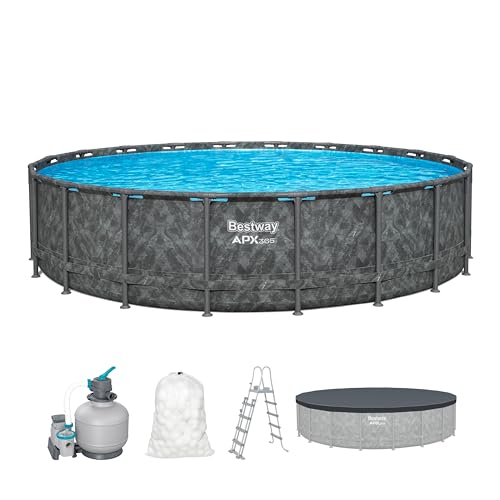 Bestway APX365 Winterfestes Frame Pool Set, Ø 610 x 132 cm, 33.240 Liter, TriTech-Material, Polar-Shield Ganzjahresschutz, Sandfilteranlage 8.327 l/h, Sicherheitsleiter, Abdeckplane, einfacher Aufbau von Bestway