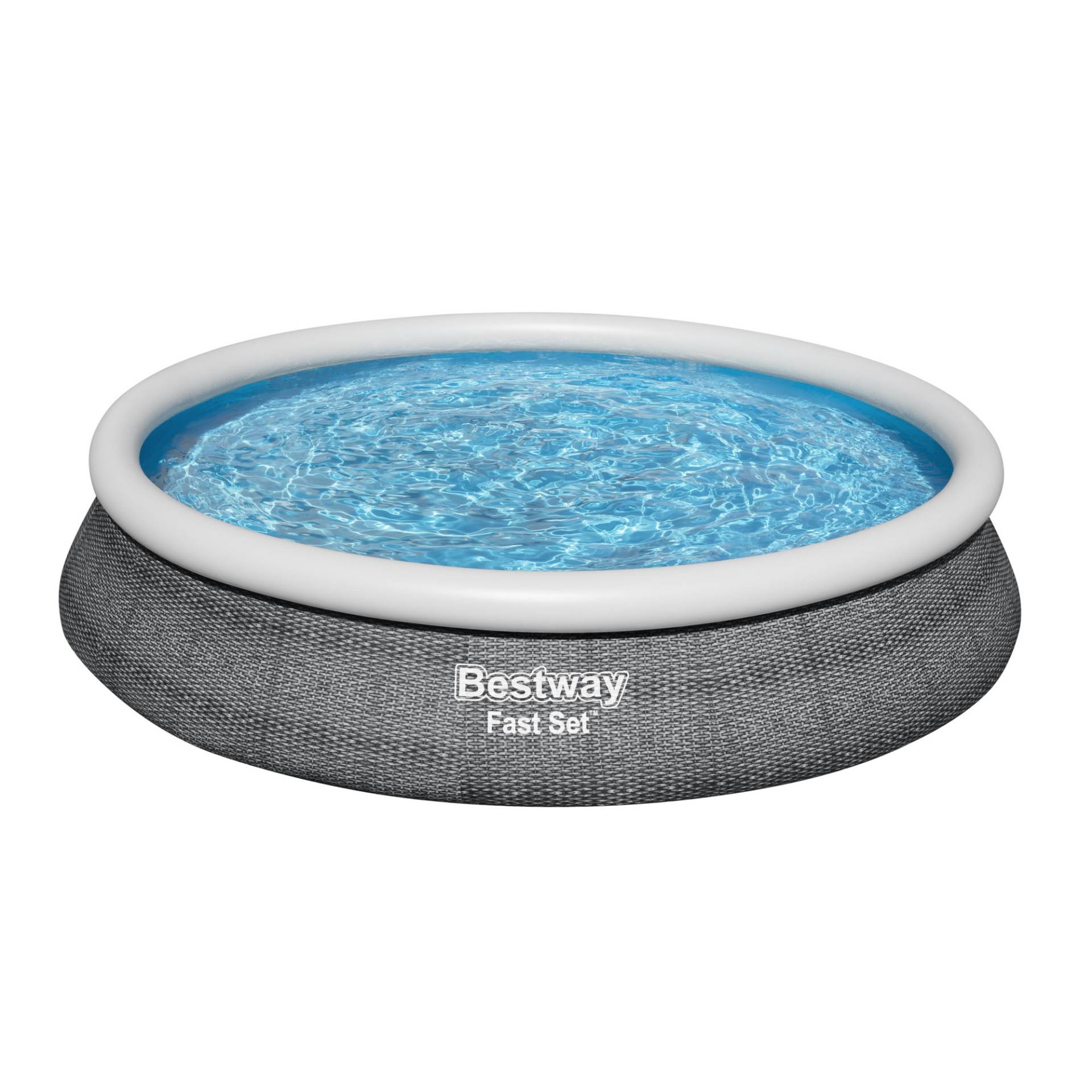 Bestway Aufstellpool 'Fast Set' grau Rattan-Optik Ø 457 x 84 cm, mit Filterpumpe von Bestway