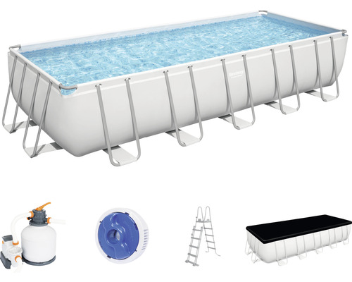 Bestway Aufstellpool Framepool Set Power Steel Eckig 640 X 274 X 132 Cm Grau B-Ware von Bestway