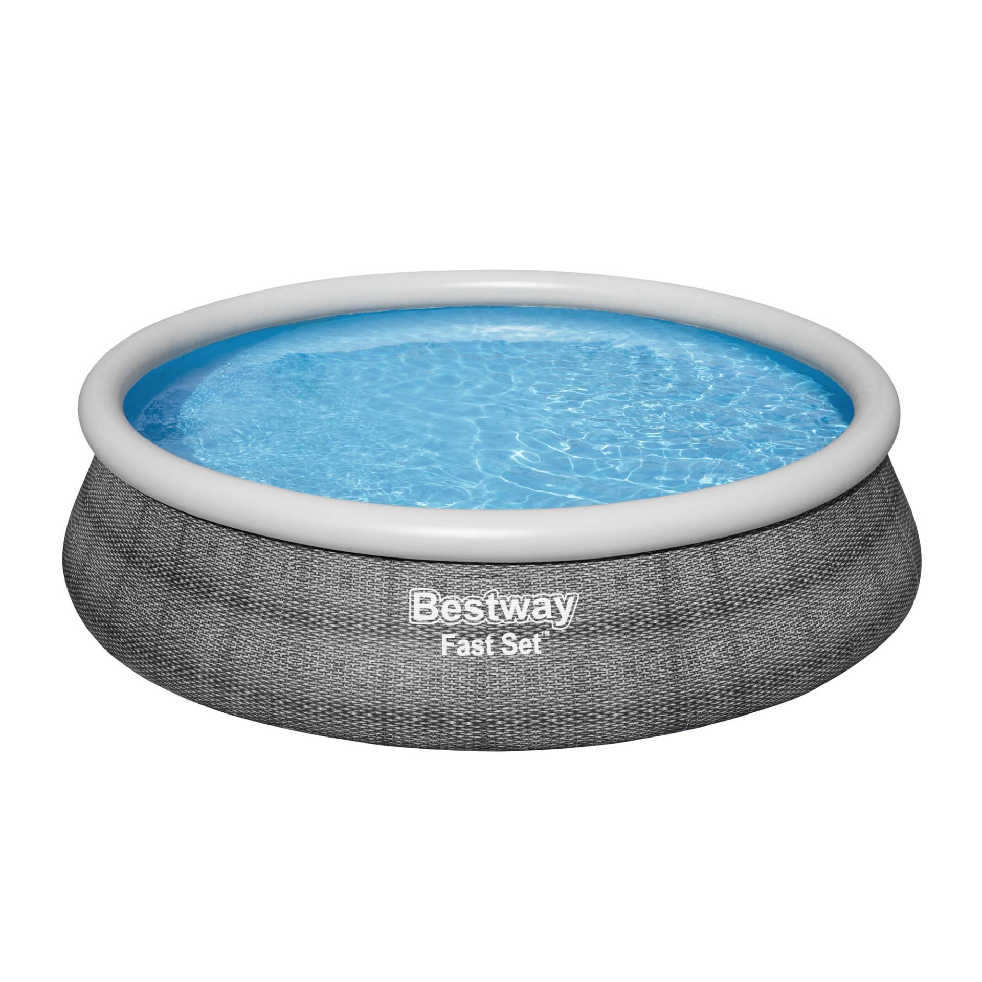 Bestway Aufstellpool-Komplett-Set 'Fast Set' grau Rattan-Optik Ø 457 x 107 cm von Bestway