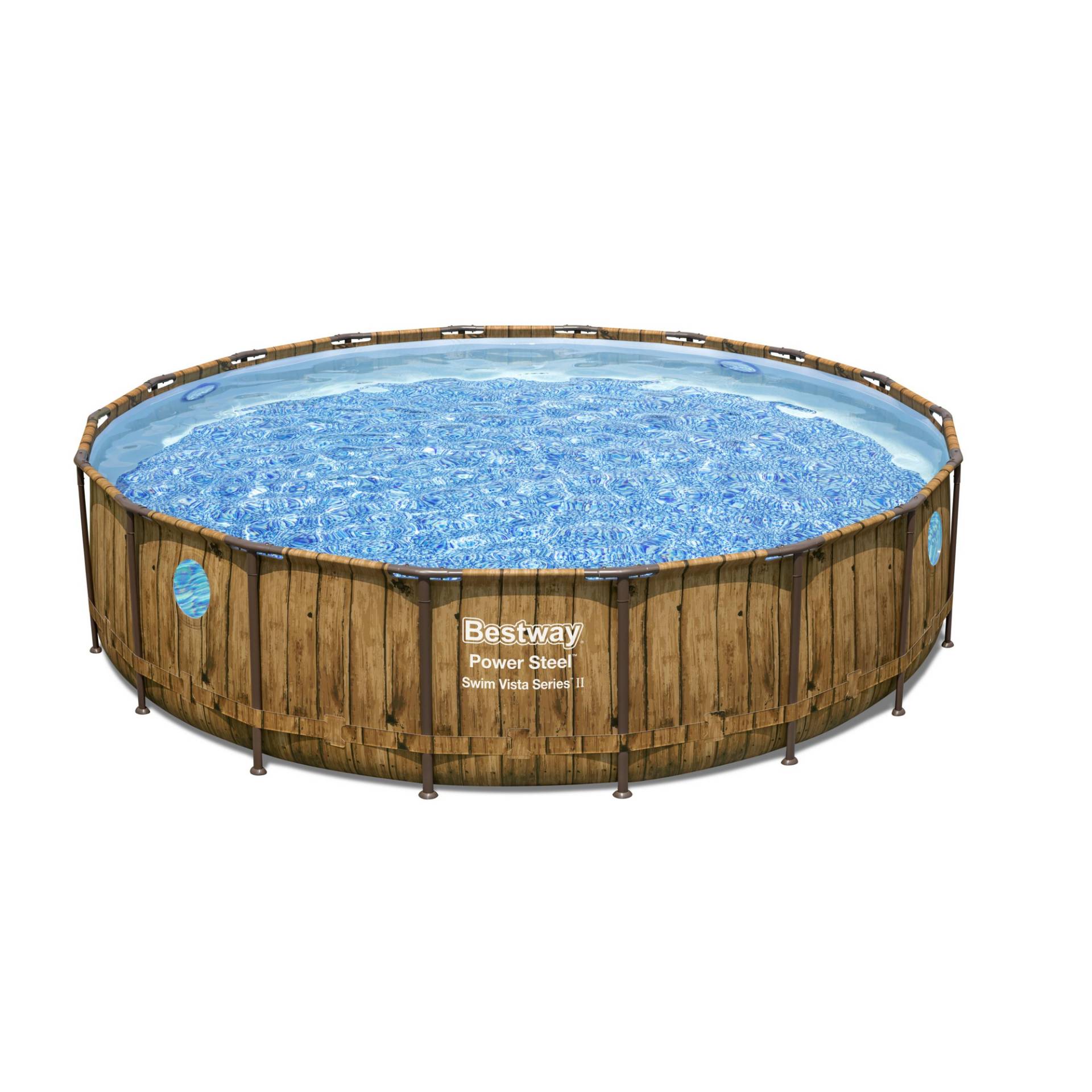 Bestway Aufstellpool-Komplett-Set 'Power Steel Swim Vista' Holz-Optik Ø 549 x 122 cm von Bestway