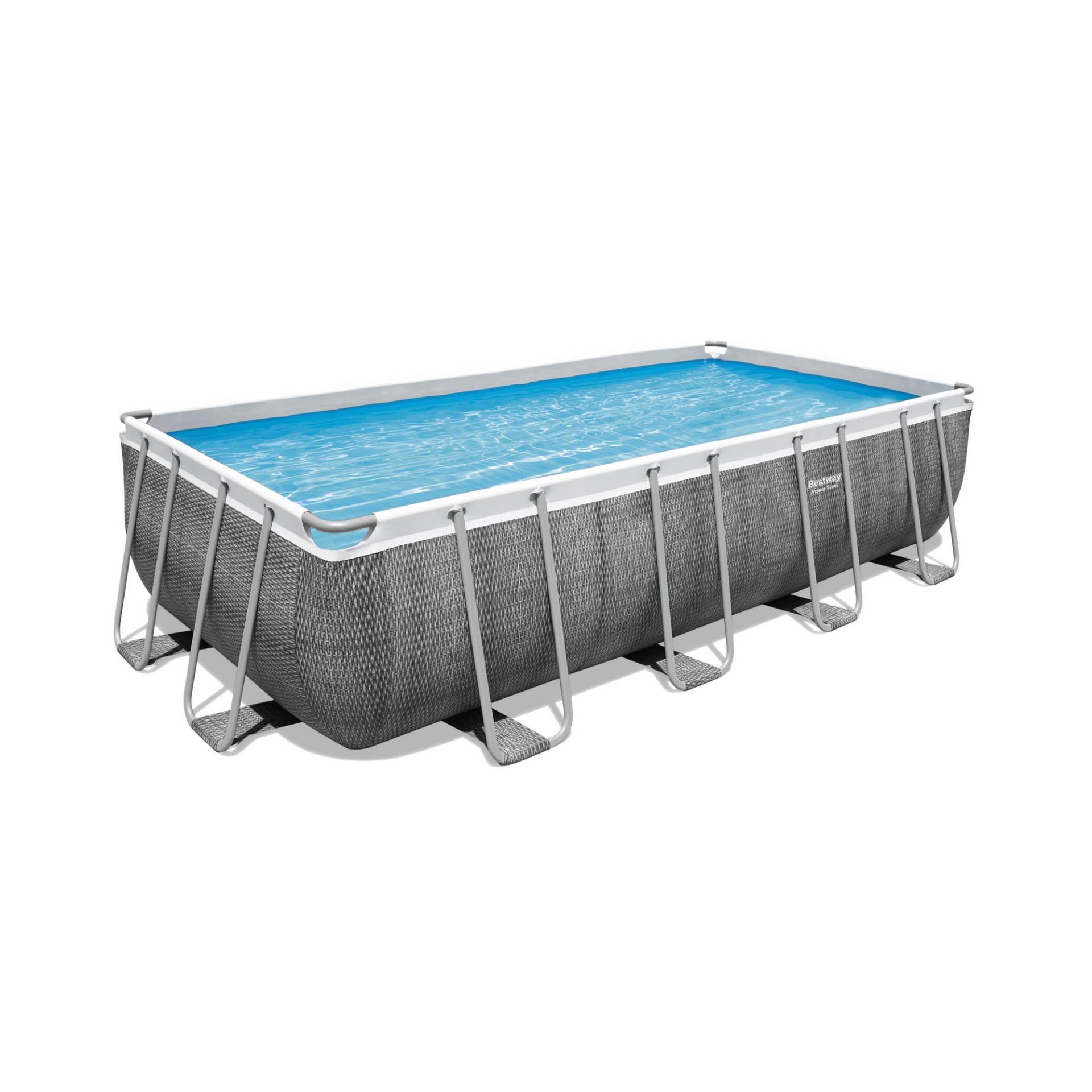 Bestway Aufstellpool-Komplett-Set 'Power Steel' grau Rattan-Optik 488 x 244 x 122 cm von Bestway