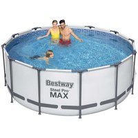 Aufstellpool Komplett-Set Bestway Steel Pro Max 366x122 cm mit Kartuschenreiniger 2.006 l/s Abdeckung und Leiter von Bestway