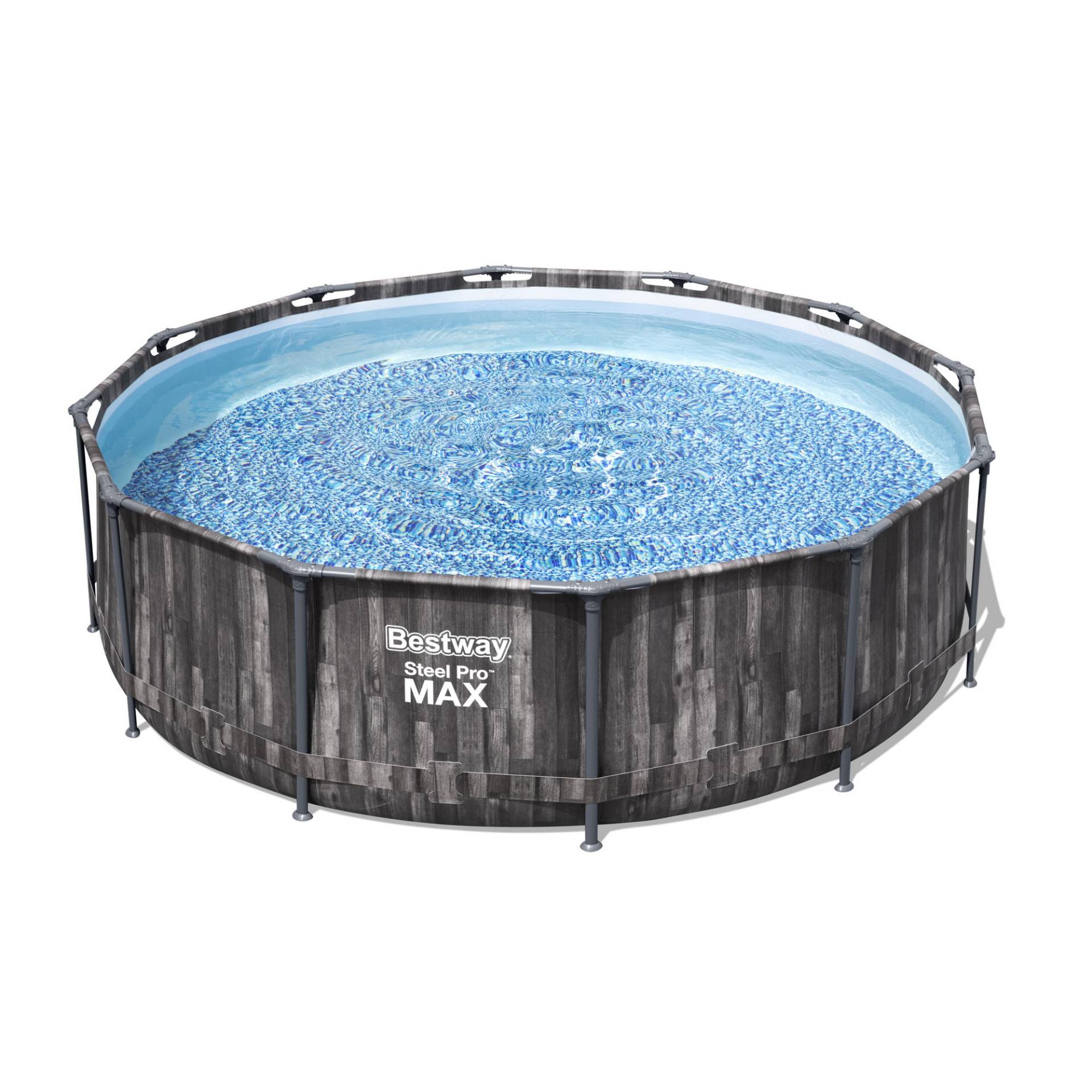 Bestway Aufstellpool 'Steel Pro MAX' Komplett-Set, grau rund Ø 366 x 100 cm von Bestway