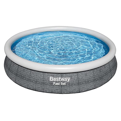 Bestway Fast Set Aufstellpool ohne Pumpe Ø 366 x 76 cm, Rattan-Optik (Schiefergrau), rund von Bestway