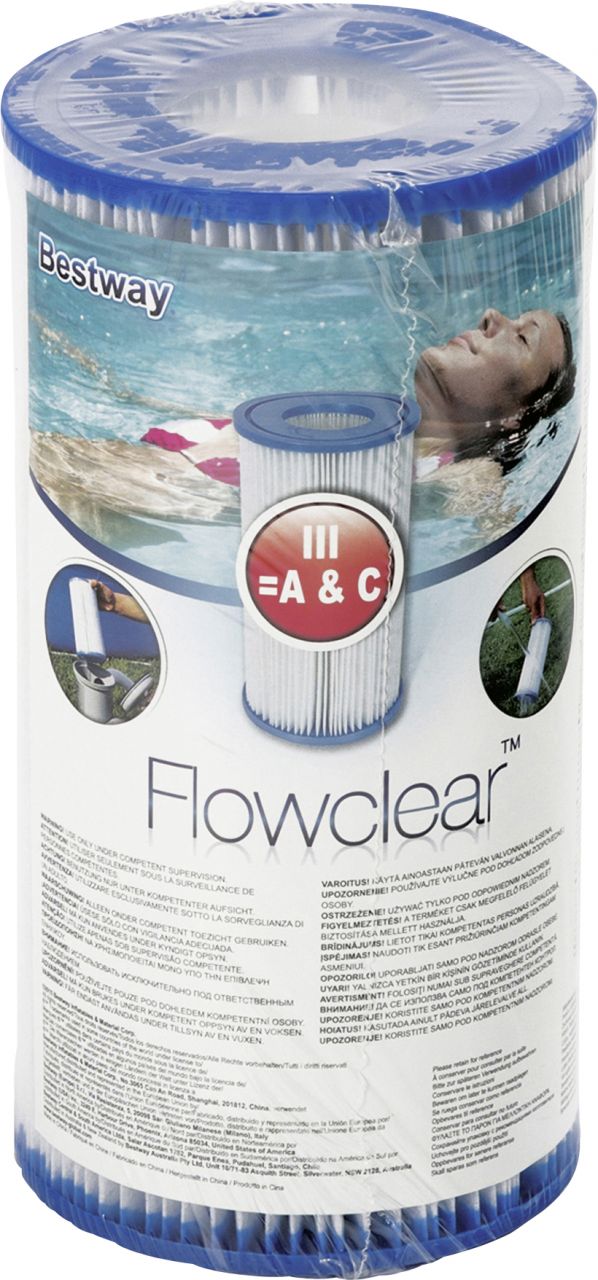 Bestway Flowclear Filterkartusche Gr.III Maße: 10,6 x 20,3 cm von Bestway