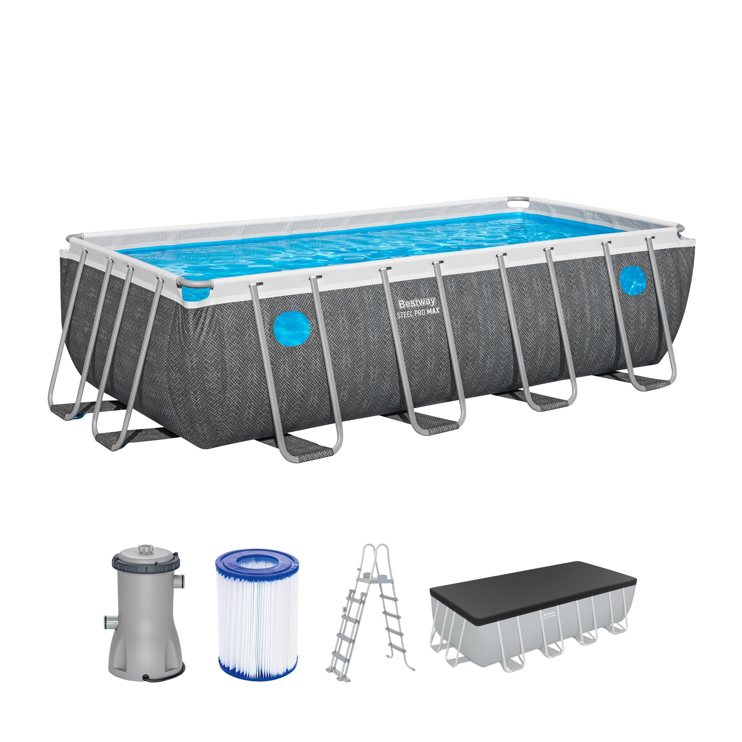 Bestway Frame Pool-Set Steel Pro Max Splashview 488 cm x 244 cm x 122 cm Bestway Frame Pool-Set Steel Pro Max Splashview 488 cm x 244 cm x 122 cm von Bestway