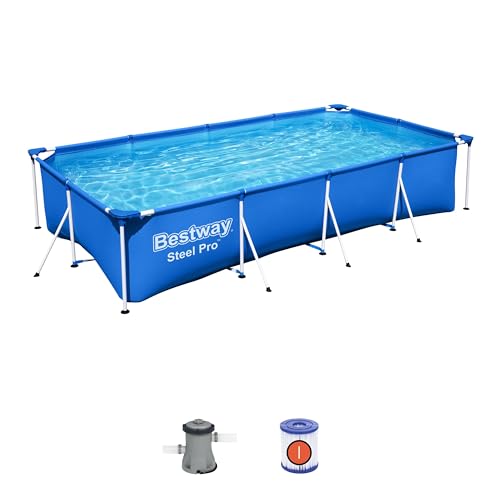 Bestway Frame Pool Steel Pro, Set mit Filterpumpe, 400 x 211 x 81 cm, blau von Bestway