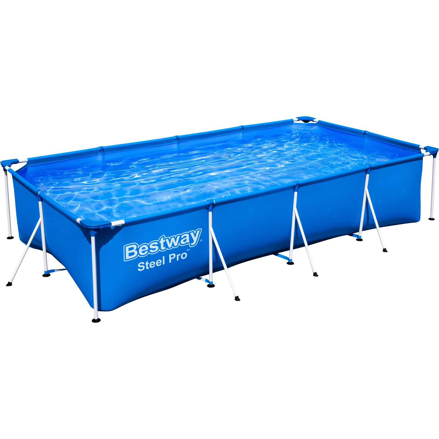 Bestway Frame Pool Steel Pro ohne Pumpe 400 x 211 x 81 cm Blau Eckig von Bestway